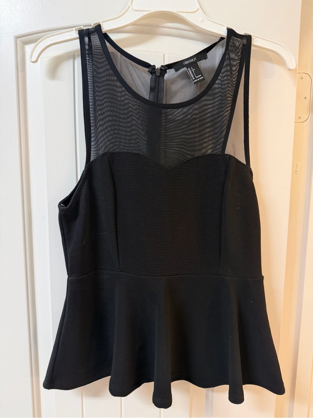 Forever 21 Black Mesh Peplum Camisole